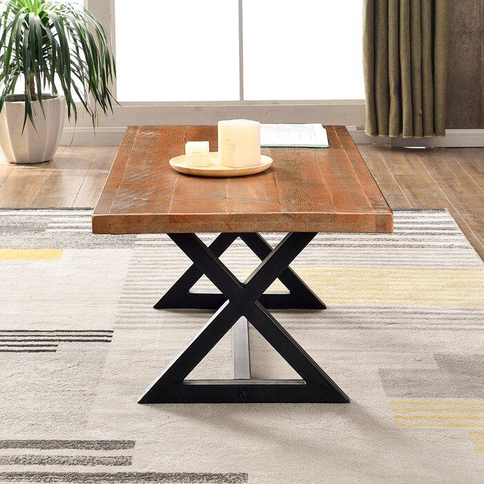 Solid Wooden & Iron Center Coffee Table for Home (Black) - Furnishiaa -  -